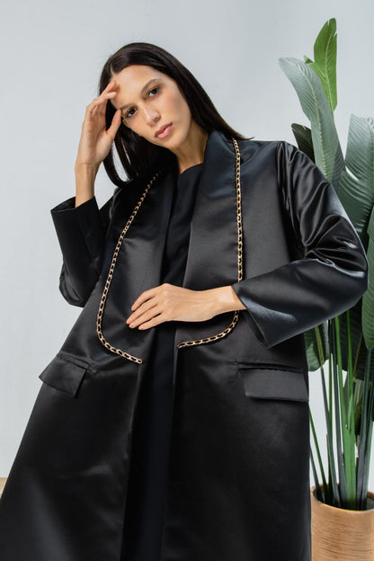 Taffeta Luxury Black Abaya3