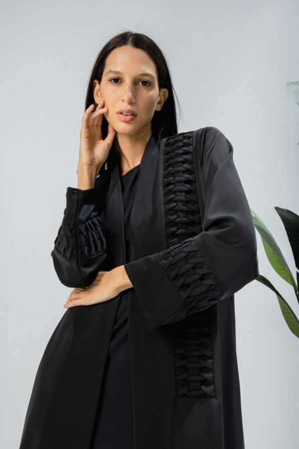 Black Crepe Braided Abaya3