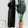 Crepe and Satin Black Abaya4