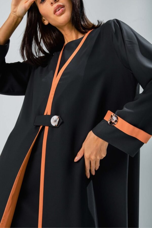 Deluxe Crepe Abaya With Brown Stripe33